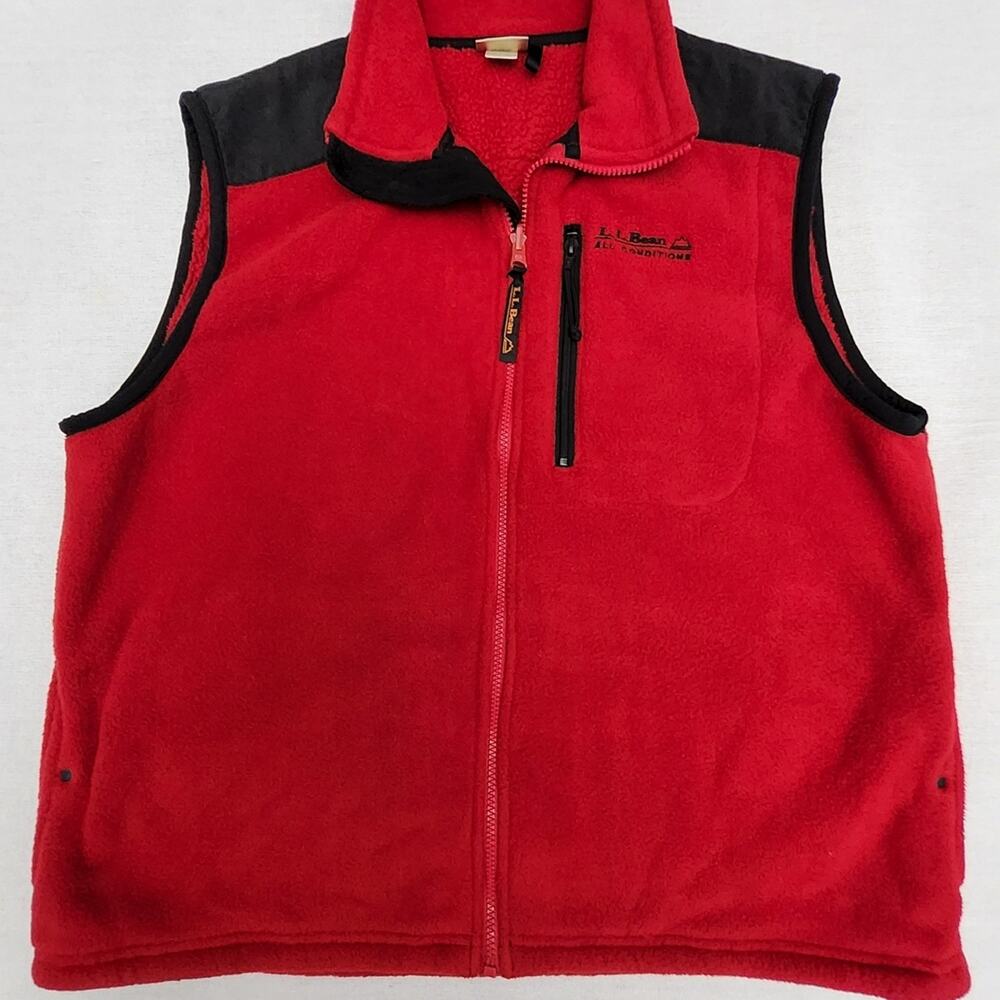 L.L. Bean Men’s Red and Black Fleece Vest